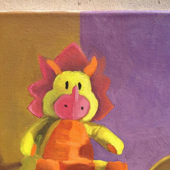 Unframed Original Art on Canvas "Favorite Plush Character Corner" 16" x 20" - Picture 6 of 12